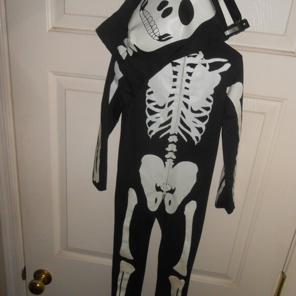 KIDS SIZE S 4/5 SKELETON HALLOWEEN COSTUME 2 PCS HOODIE & ZIPUP ONESIE 🎃 UNISEX - Picture 5 of 9